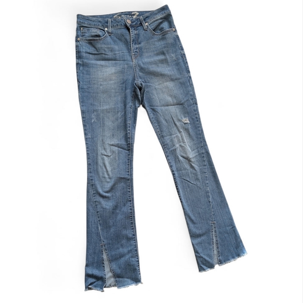 Seven7 Split Hem Wide Leg Flare Denim Jeans